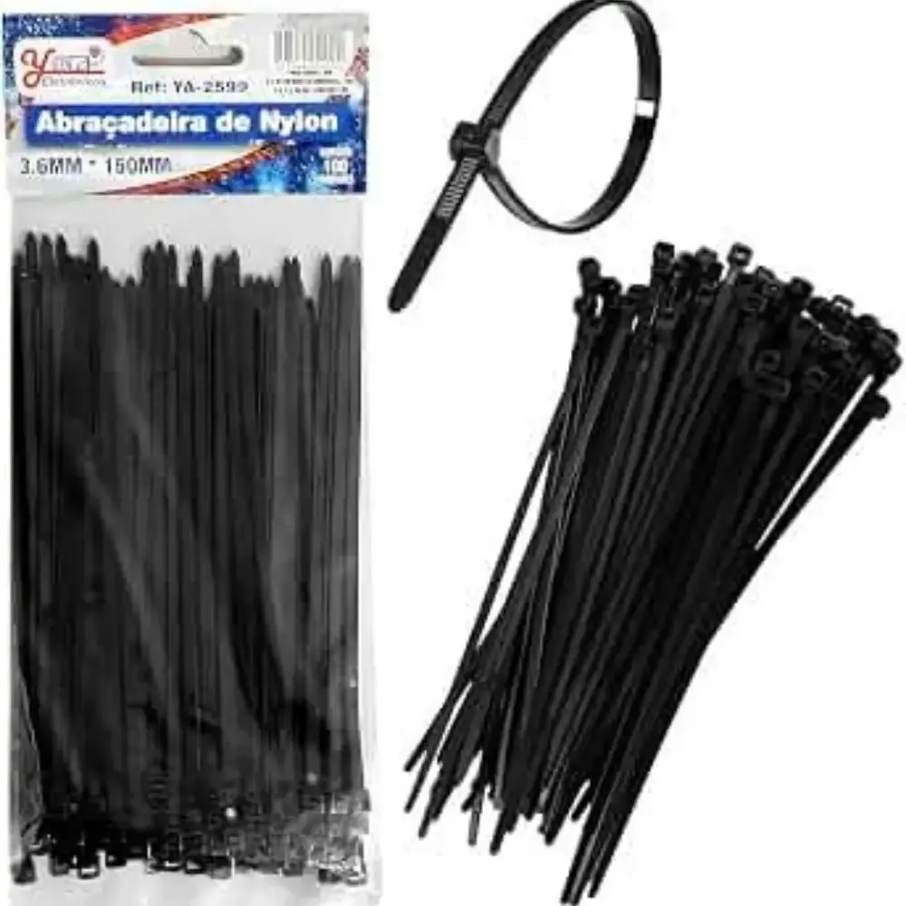 Kit 500 Abraçadeiras de Nylon Pretas 100mm x 2,5mm FERRARI — fotografia 5
