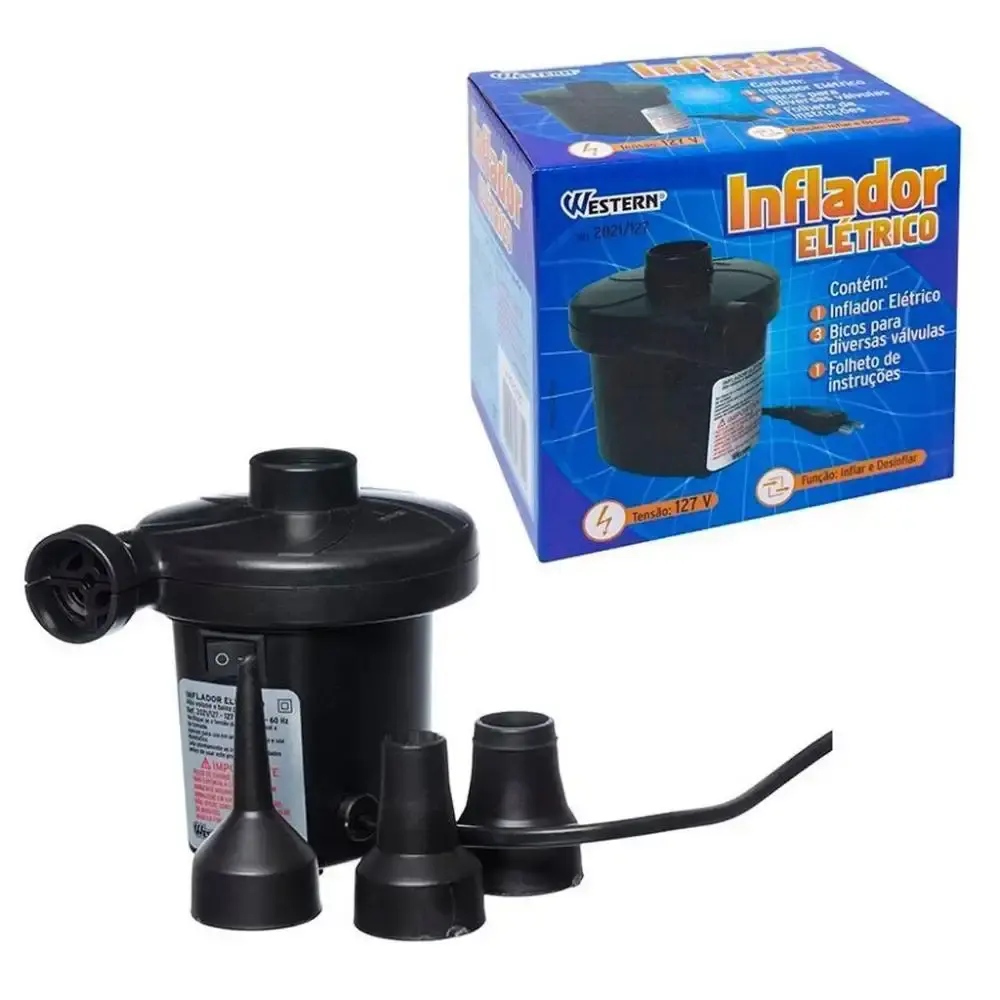 Bomba elétrica inflador para colchão, boia, piscinas e inflável Western 220 V — fotografia 10