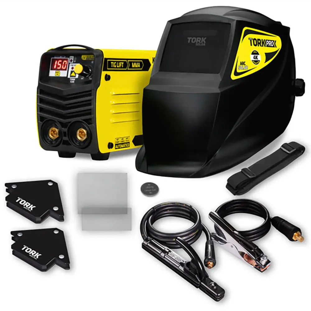 Kit máquina de solda mma-tig e máscara solar 150A super tork