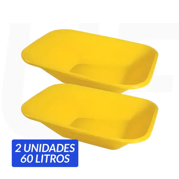 2UND caçamba plástica para carrinho de mão 60L s/ furo amarelo - Metasul
