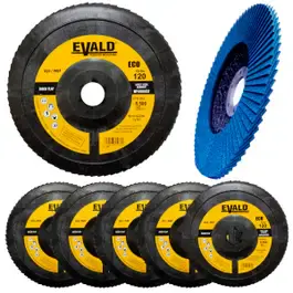 Disco de Lixa Flap Zirconio 7 POL 180 mm Aço Inox Grão 120 Kit 5 Unidades EVALD — fotografia 2