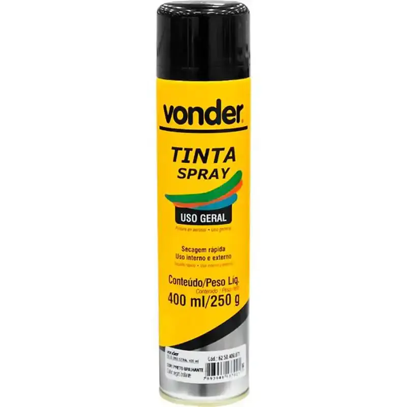 Tinta em spray 400 ML 250 GR preto brilhante Vonder — fotografia de referência