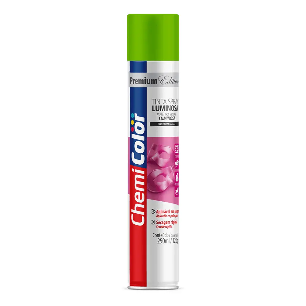 Tinta spray luminosa 250ML/120G na cor verde Chemicolor — fotografia 2