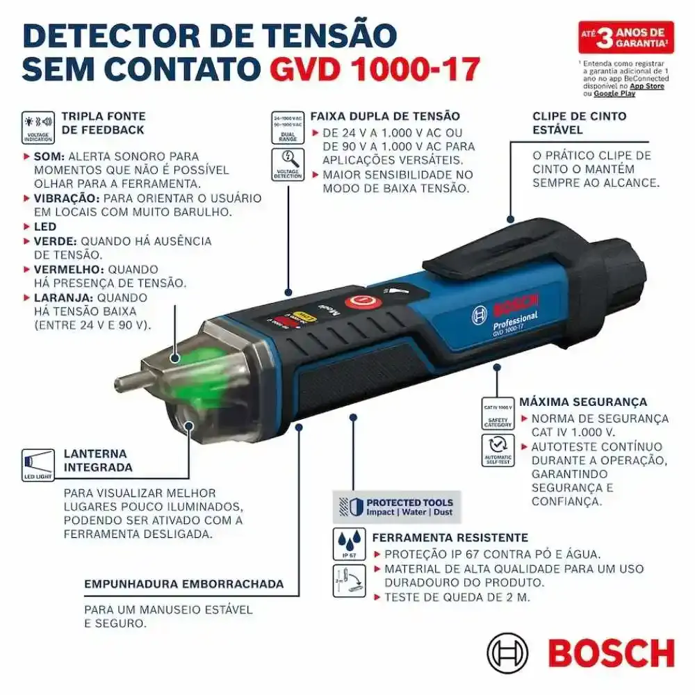 Detector de tensão sem contato GVD 1000-17 Bosch — fotografia 7