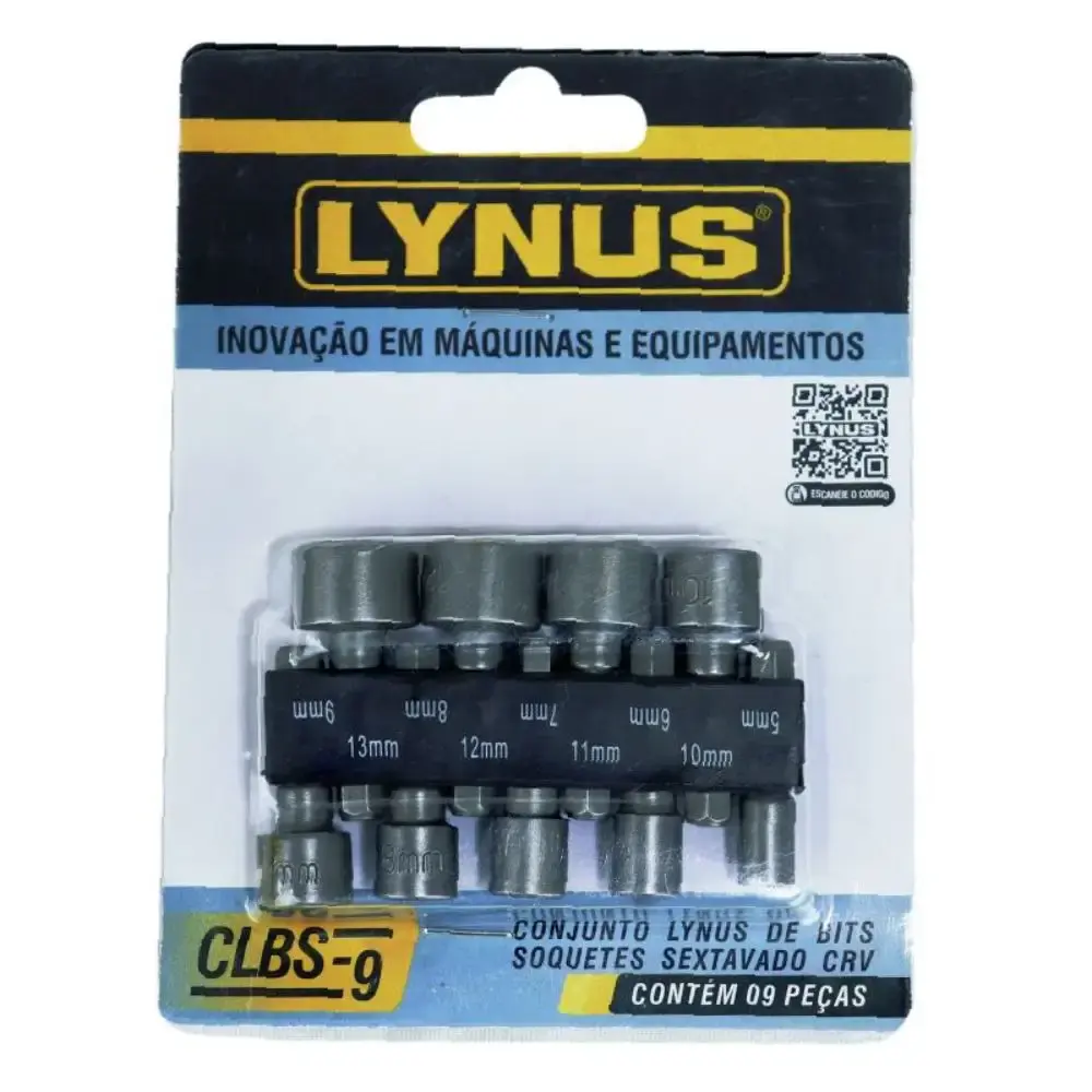 Conjunto de 9 bits sextavados 5 a 13MM CRV CLBS-9 Lynus — fotografia de referência