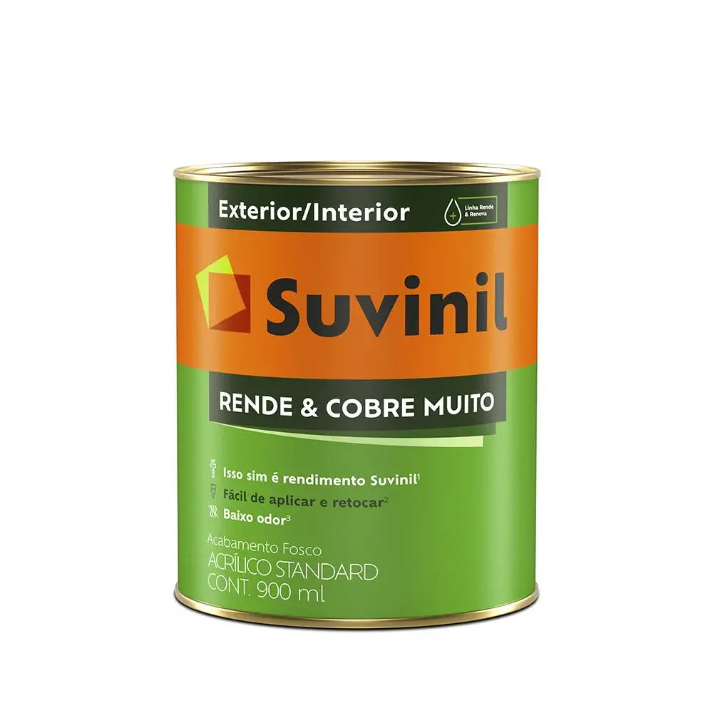 Tinta acrílica rendecobre fosco branca 900ML Suvinil — fotografia de referência