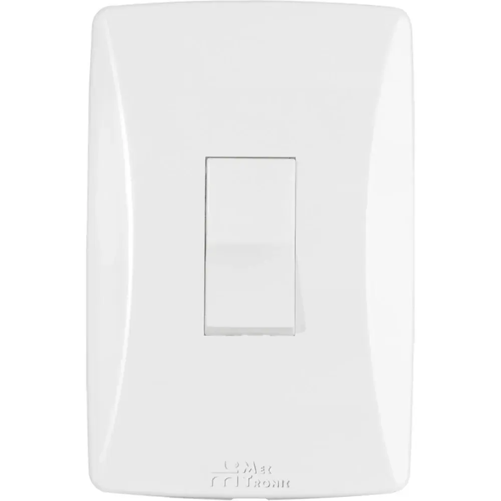 Interruptor petra simples vertical branco com placa 1TS Mectronic — fotografia de referência