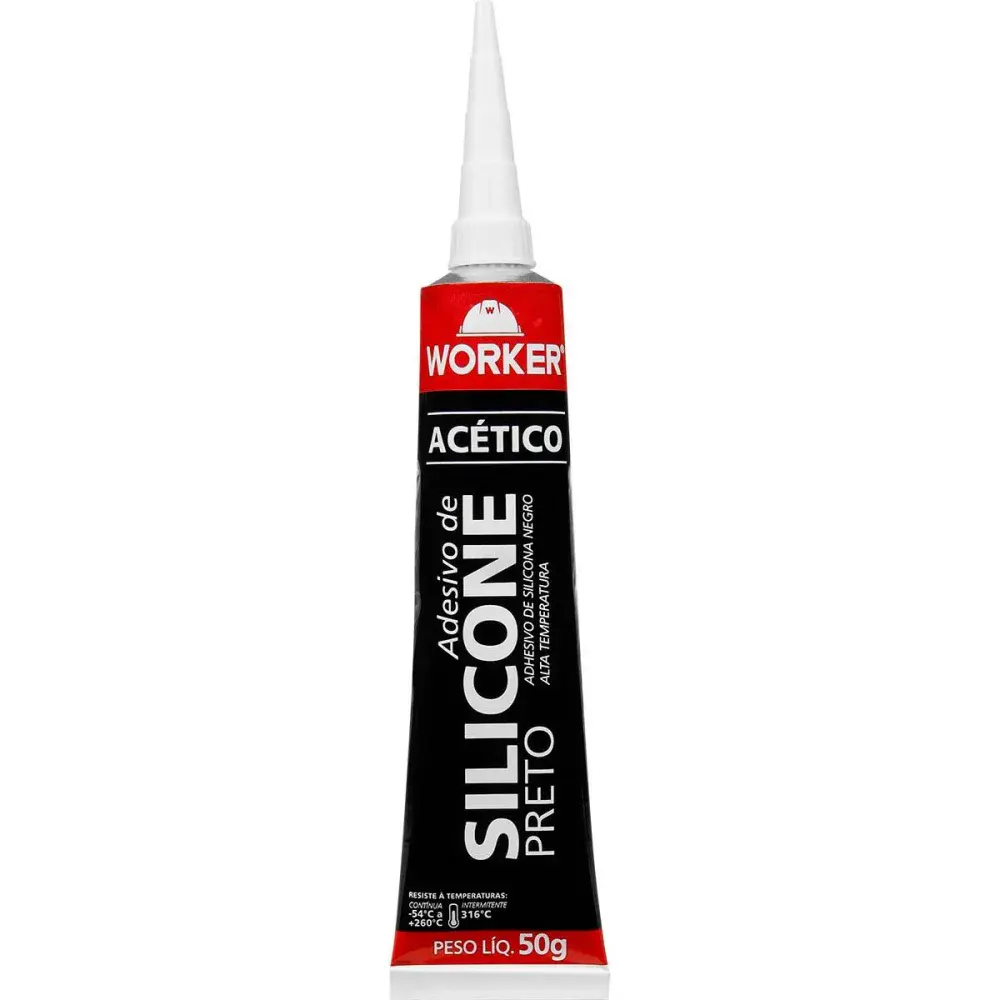 Silicone acético alta temperatura preto 50G Worker