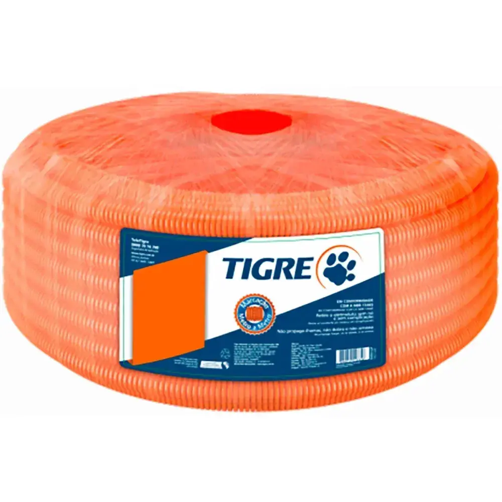 Eletroduto corrugado tigreflex reforçado laranja 25MM Tigre
