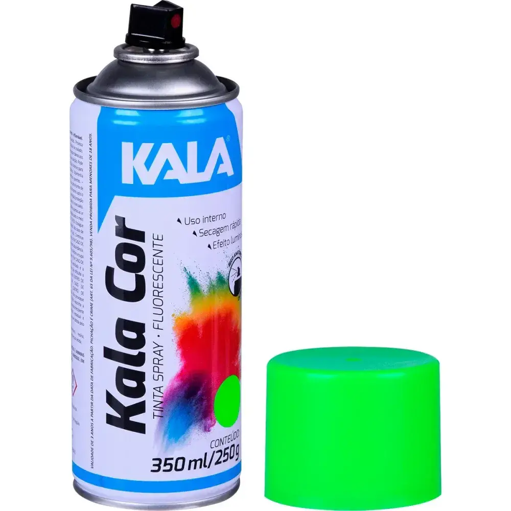 Tinta spray fluorescente verde 350ML Kala — fotografia 6