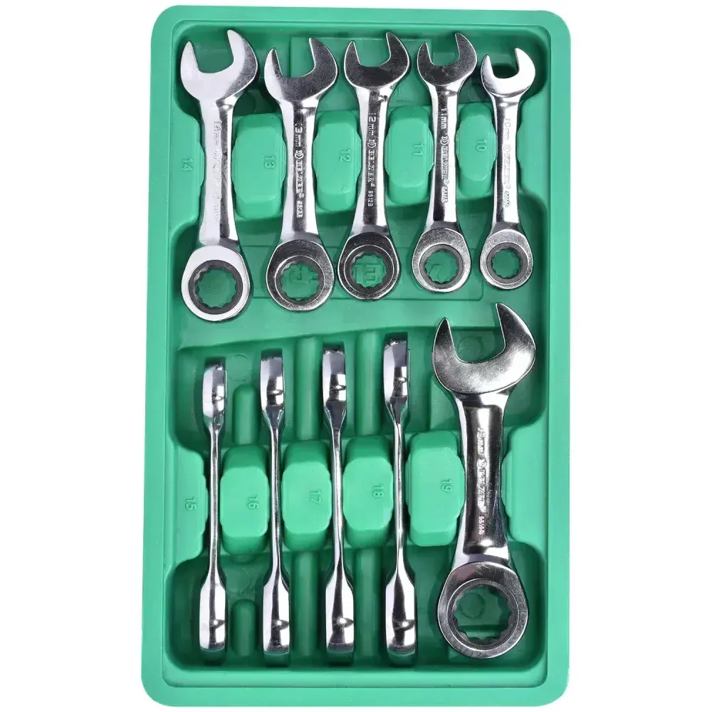 Jogo de chaves combinadas curtas com catraca 10 a 19MM 9520BJ belzer - 10 peç Belzer/sata — fotografia 7