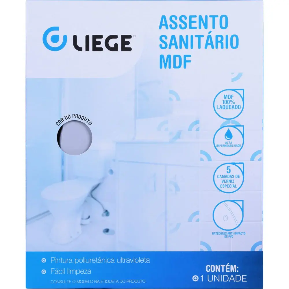 Assento sanitário em mdf laqueado sabatini cinza real Liege — fotografia 4