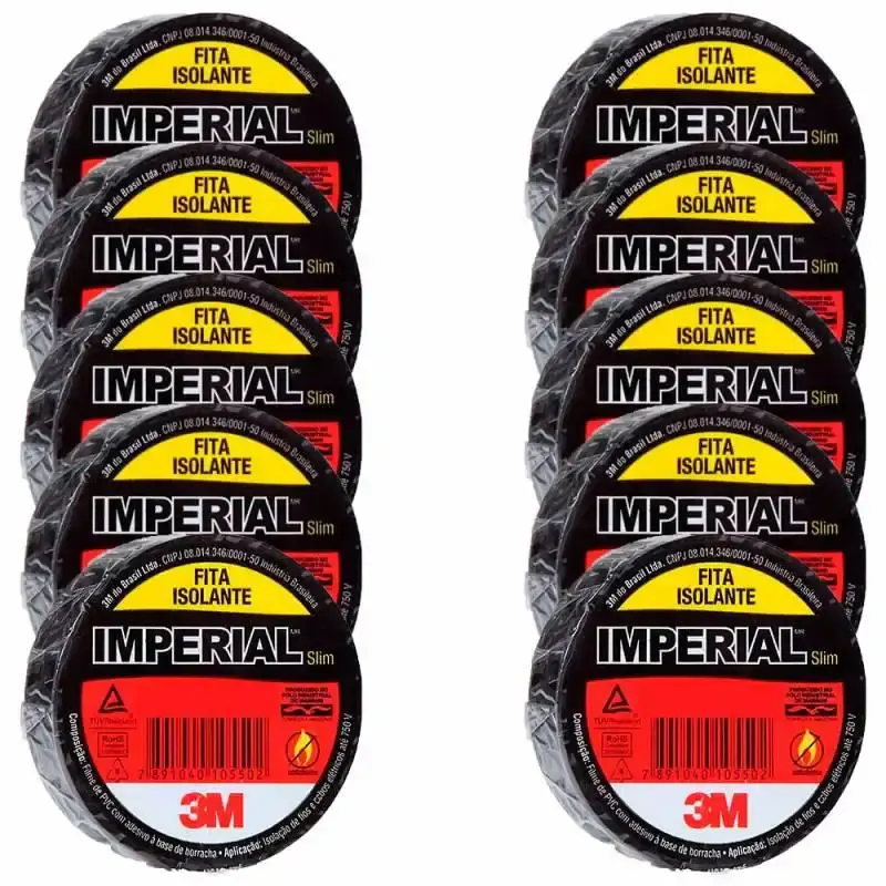 Fita isolante Imperial 10 metros kit com 10 unidades HB004236020 3M — fotografia de referência