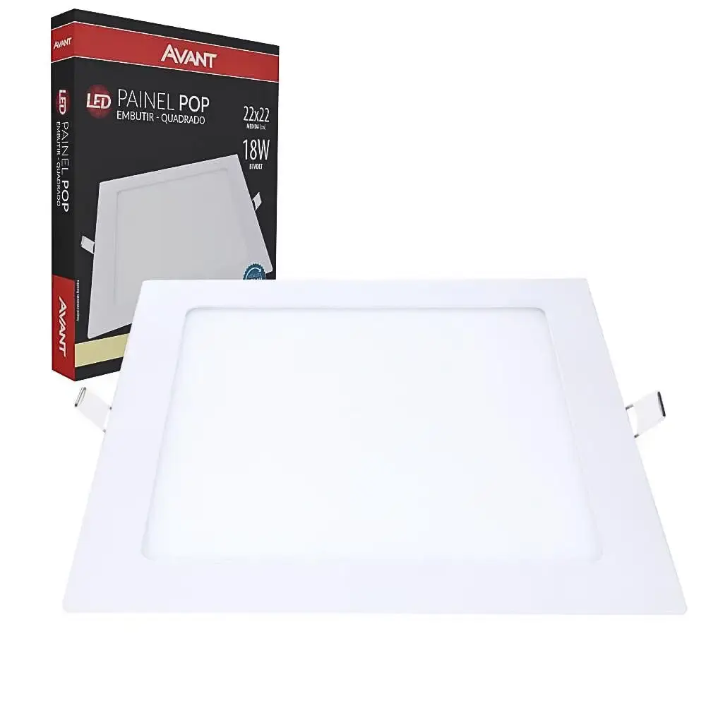 Painel Led Plafon Embutir 18W 4000K Neutro 22x22 cm AVANT — fotografia de referência