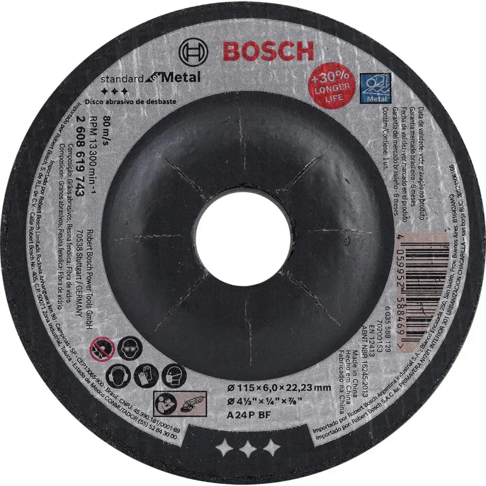 Disco de desbaste standard deprimido para metal 4.1/2 Bosch — fotografia 4