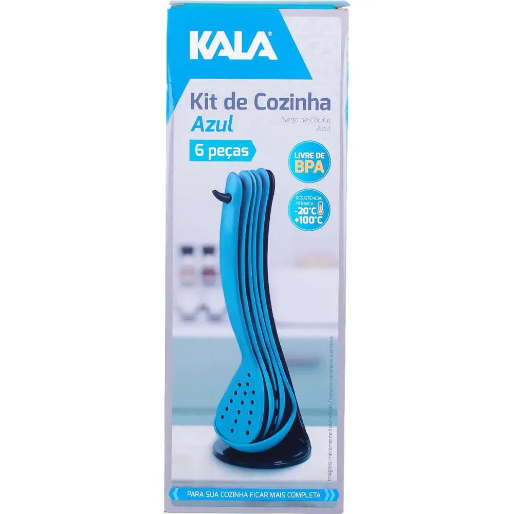 Kit de cozinha 06 peç com suporte azul Kala — fotografia 9