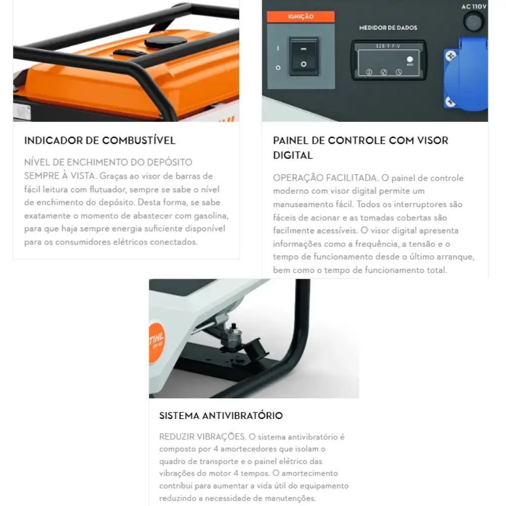 Gerador a gasolina 10 KVA 220V e 9,13 KVA 127V 4 tempos GR 80 Stihl — fotografia 6