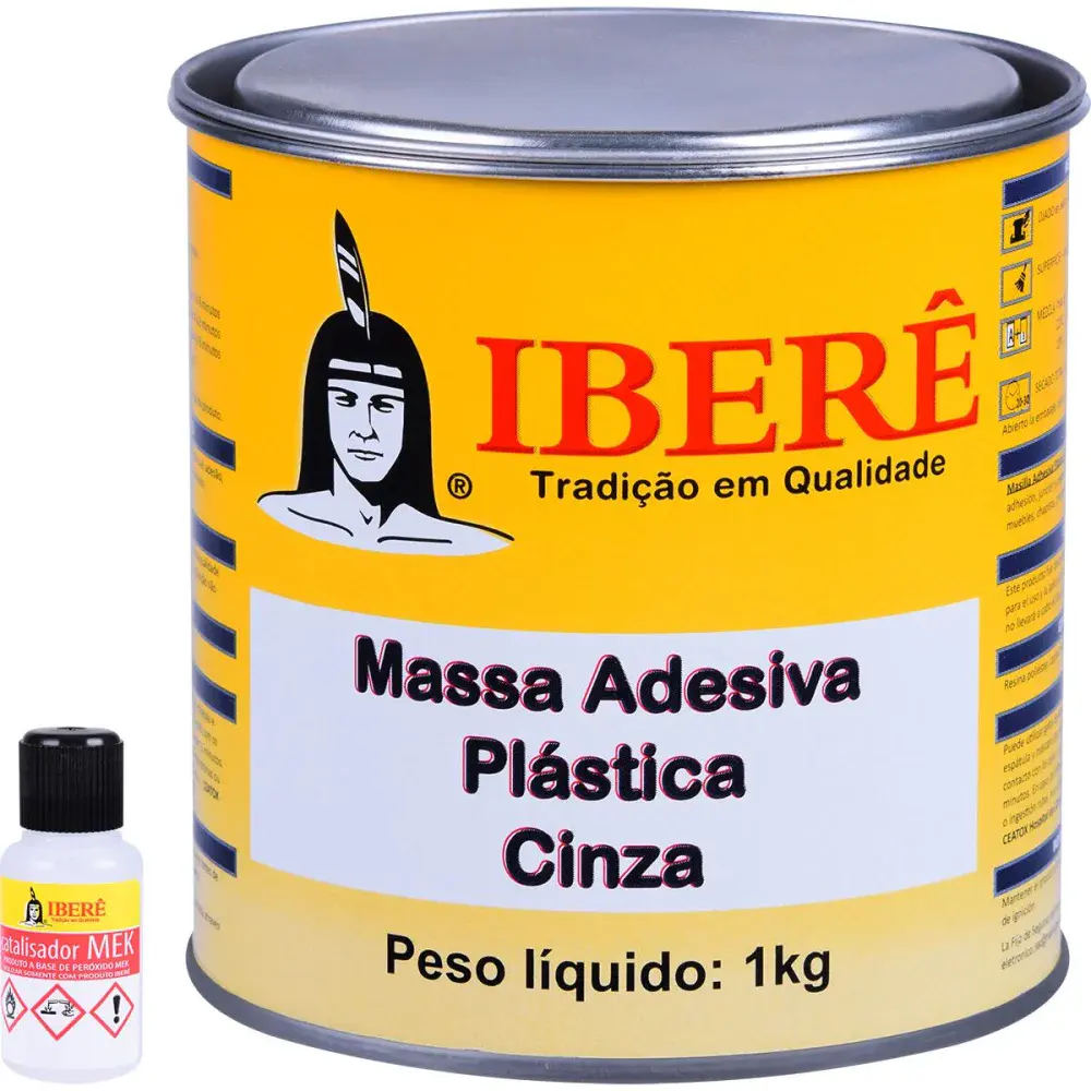 Massa adesiva plástica cinza 1KG iberê