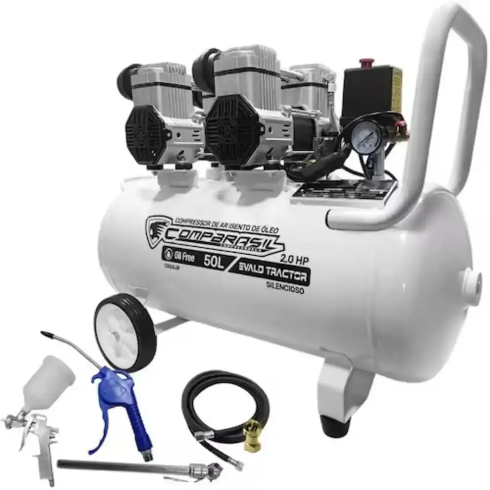 Compressor portátil isento 10 pés 2HP 50L com kit 5 peças evald tractor Compbrasil 220 V — fotografia 9