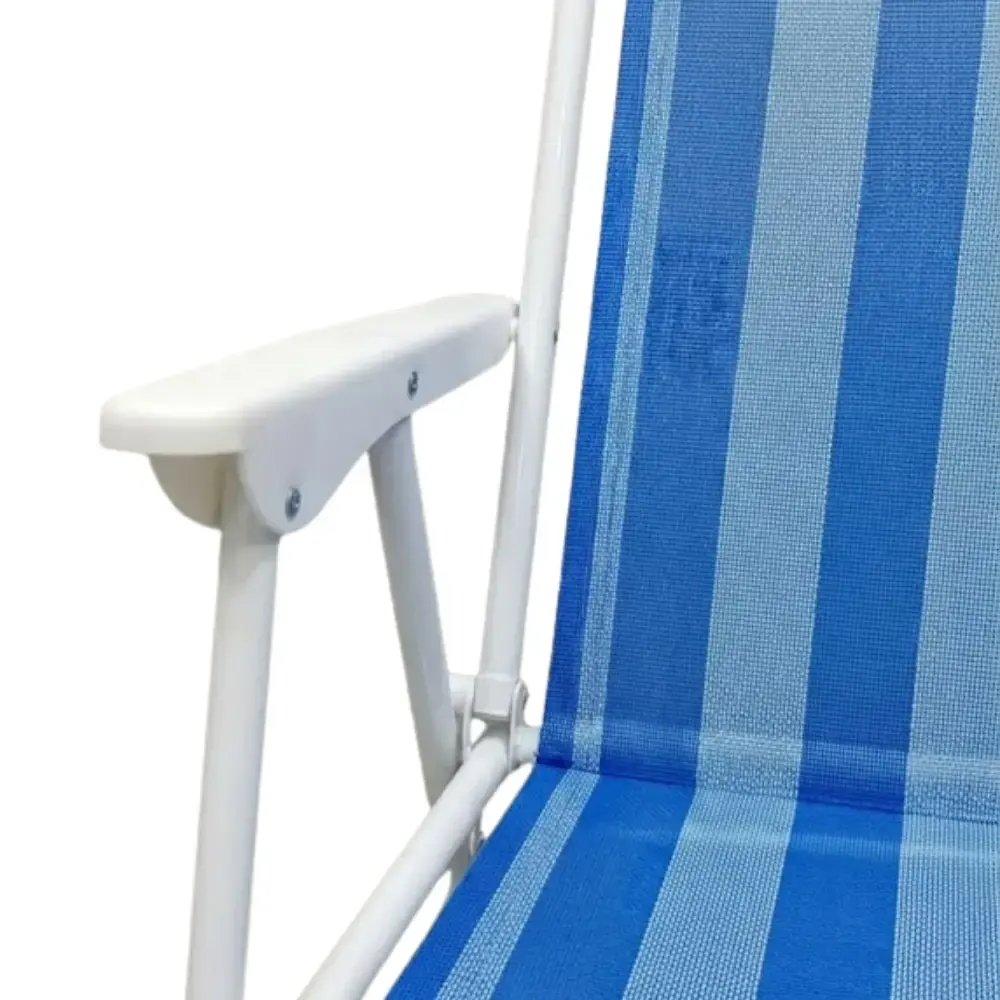 Cadeira de Praia Alta Dobrável 3 Molas Reforçadas até 110 KG ZELT Azul — fotografia 11