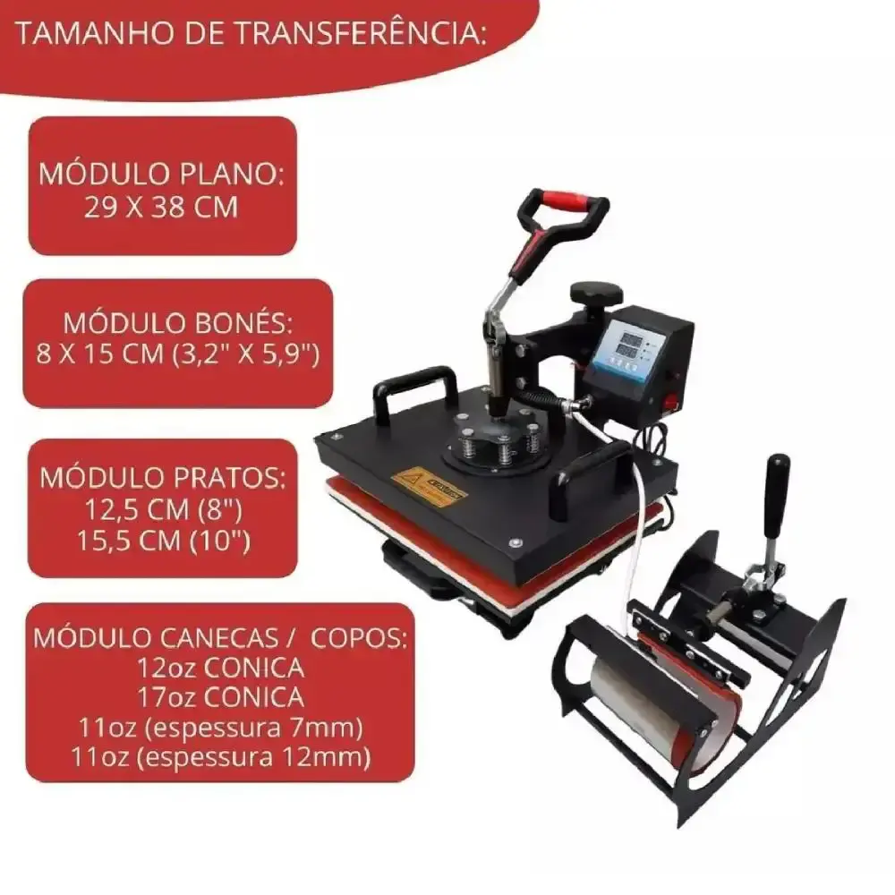Prensa térmica sublimação 08X1 IWPTS8 220V ImportWay — fotografia 8