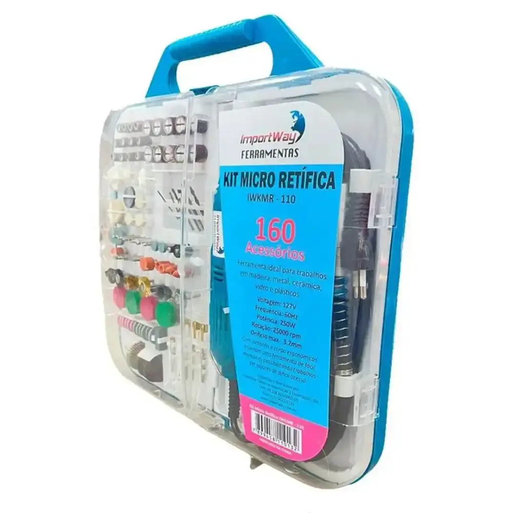 Micro retifica com maleta e kit 160 peças iwkmr ImportWay 110 V — fotografia 8