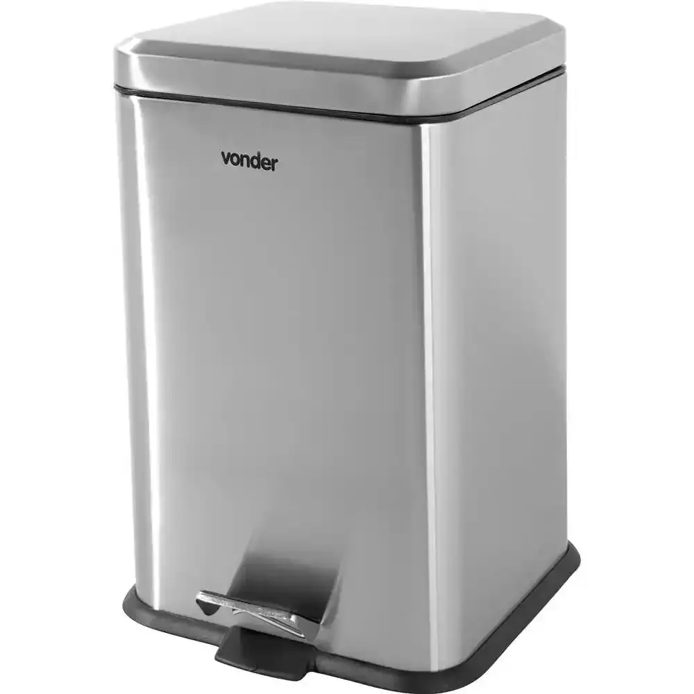 Lixeira retangular 20 litros inox Vonder — fotografia de referência