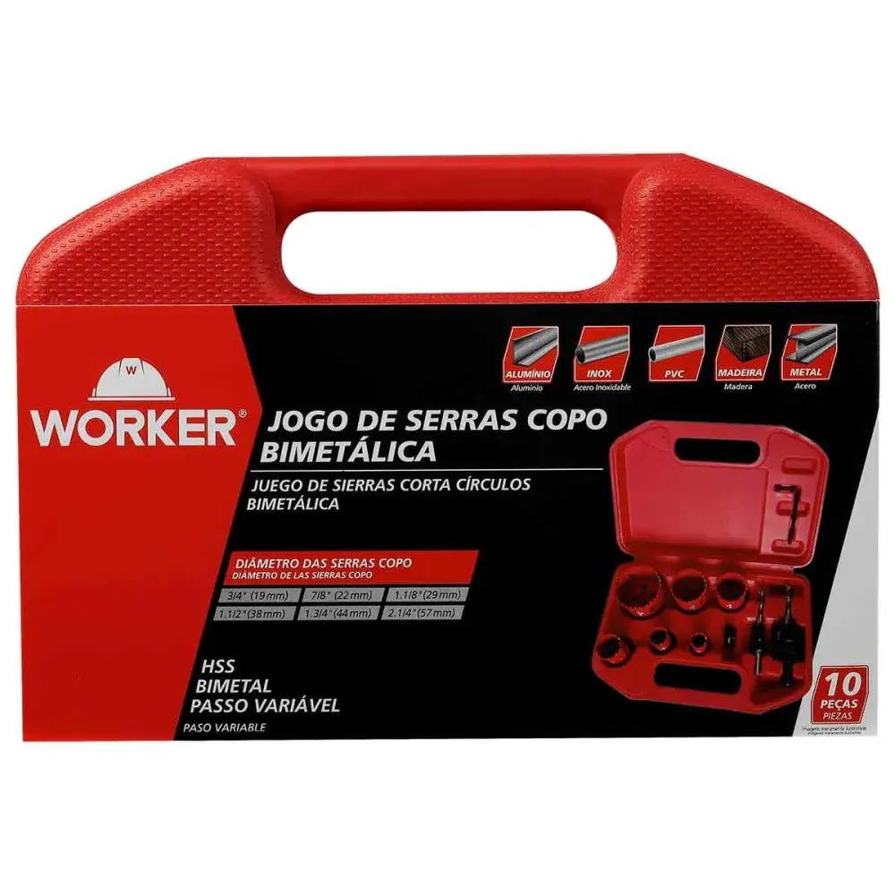 Jogo de serra copo bimetálica com 10 peç Worker — fotografia 9