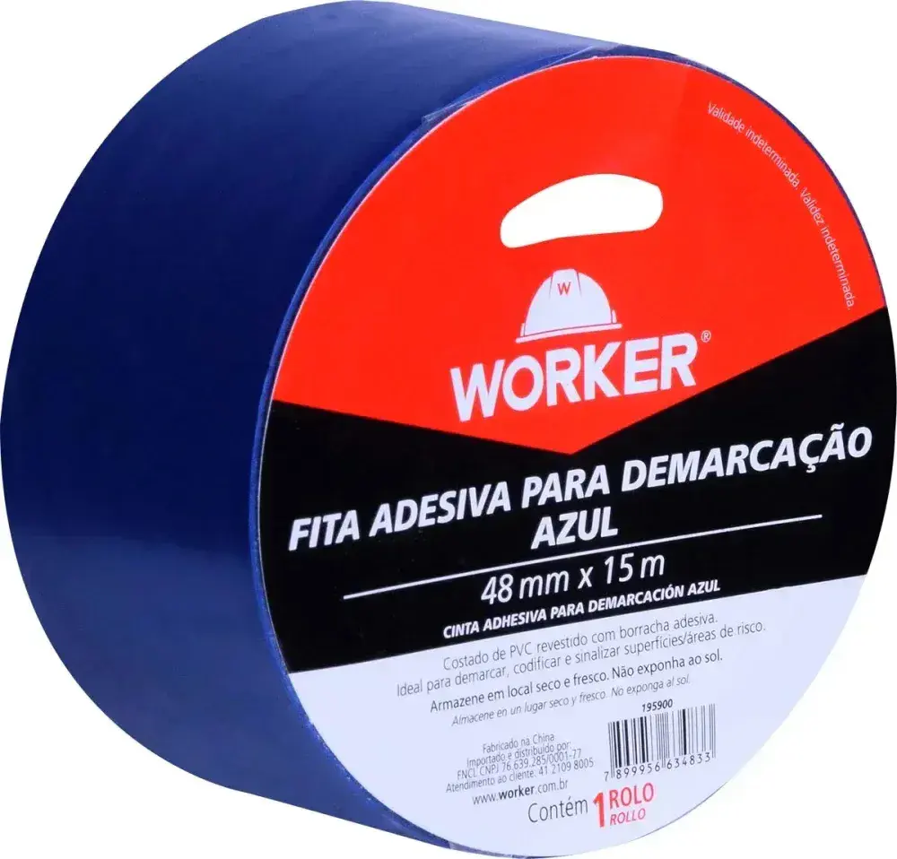 Fita adesiva para demarcação 48MMX15M azul Worker — fotografia 5