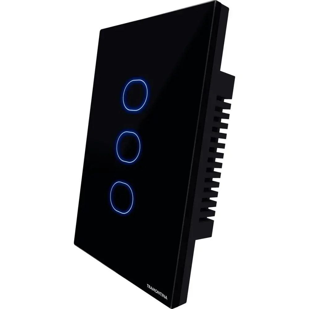 Interruptor touch smart de 3 canais preto bivolt Tramontina