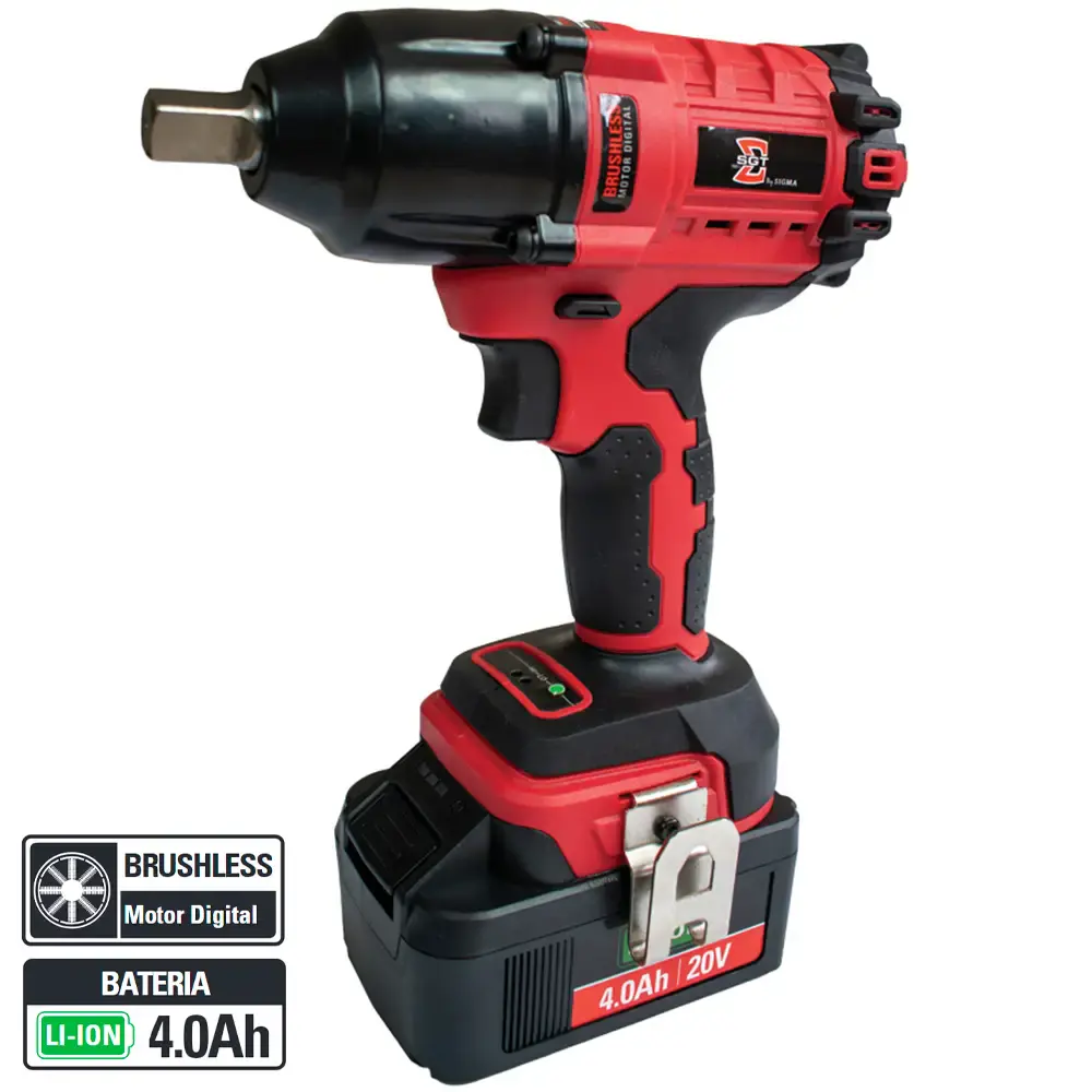 Chave de impacto 20V 1/2POL com bateria e jogo de soquetes 14 a 21 MM EVSLI-4 evald Sigma — fotografia 5