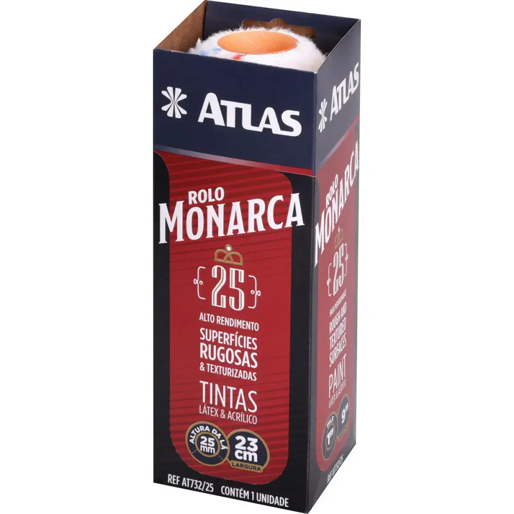 Rolo de pintura monarca lã sintética 25MM 23CM Atlas