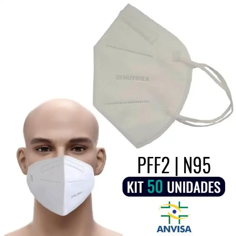 Máscara Respirador PFF2-S N95 Branco s/ Válvula Kit com 50 Unidades NUTRIEX — fotografia de referência
