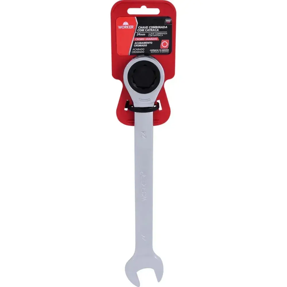 Chave combinada com catraca cromo vanádio 24MM Worker — fotografia 12