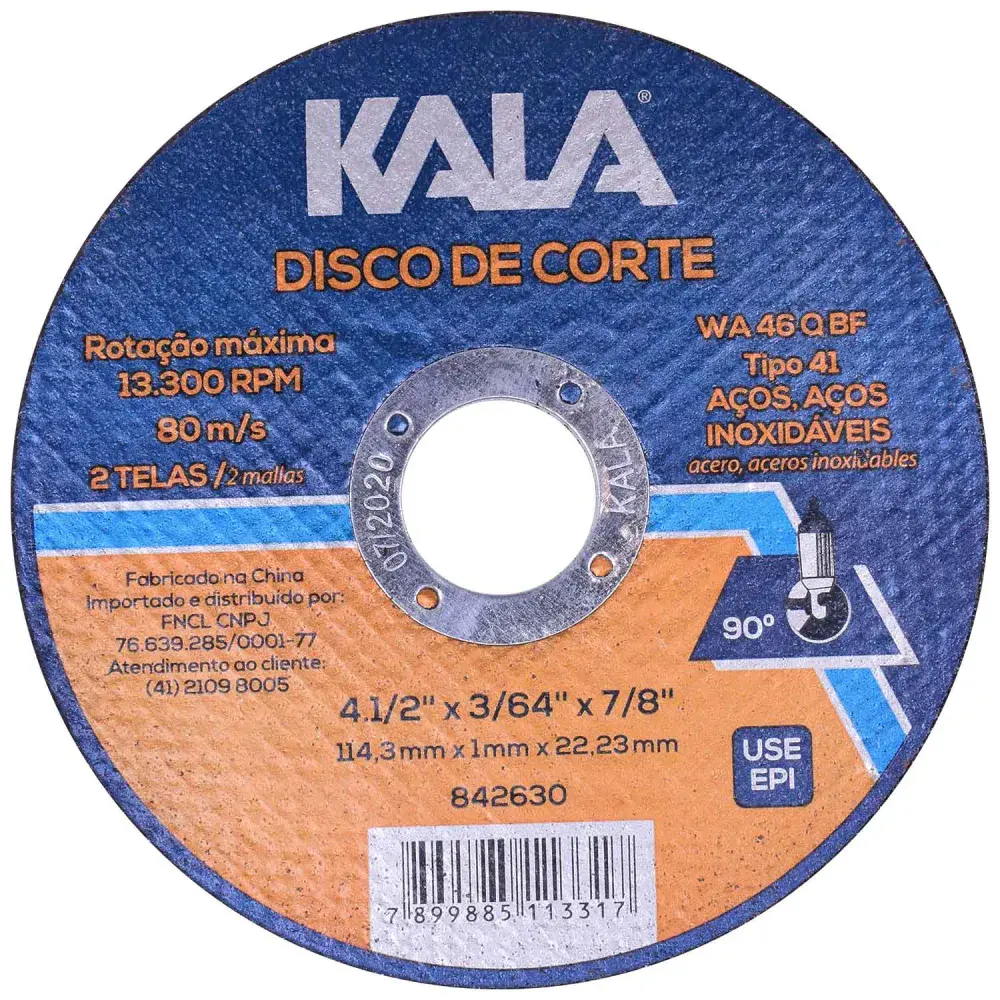 Disco de corte para aço inox 4.1/2 fininho 1MM Kala