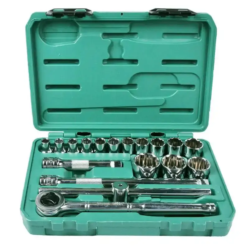 Jogo de Soquete 1/2 POL de 10 à 32 MM com 18 peças SATA + Kit Chave Fixa 6 à 17 MM EDA — fotografia 4