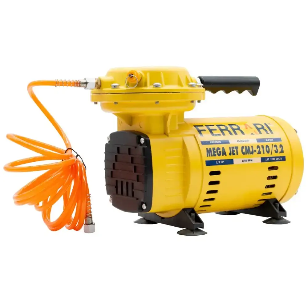 Compressor ar direto 1/2 HP mega JET CMJ-210/3.2 bivolt com kit Ferrari — fotografia 5