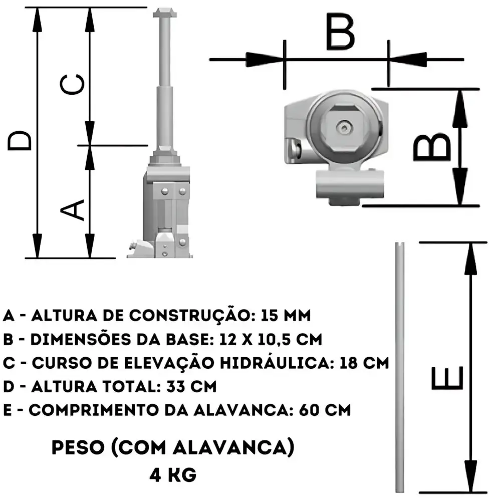 Macaco hidráulico garrafa 2TON troller 2 estágios EF-2T 2800RP Bovenau — fotografia 6