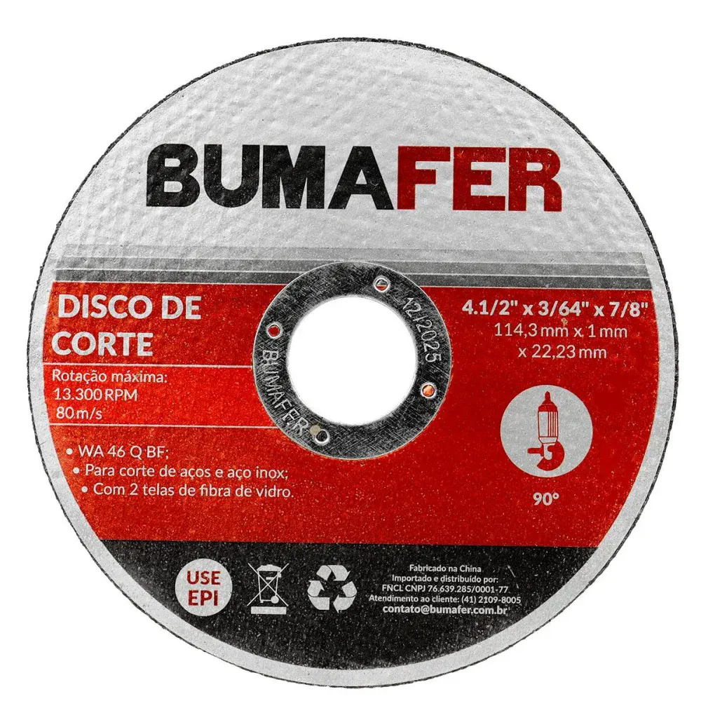 Disco de corte inox 4.1/2 x 1MM 11 peç Bumafer — fotografia 2