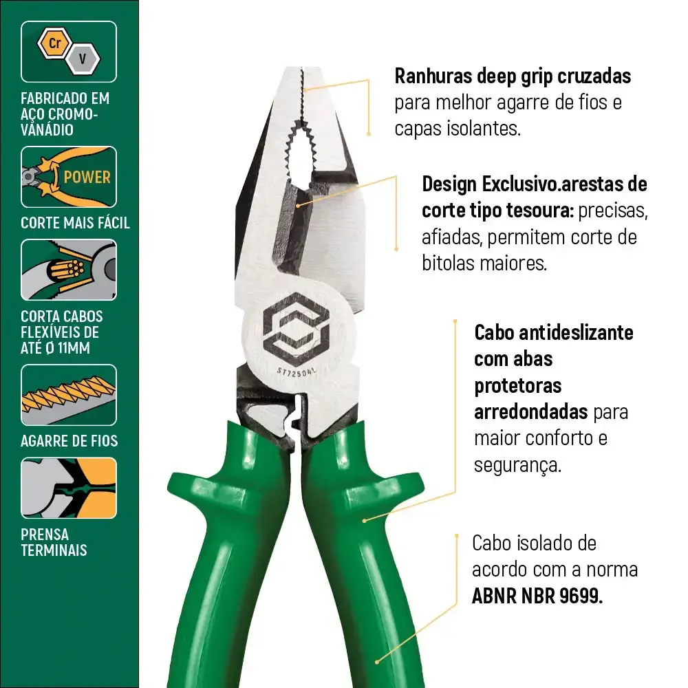Alicate universal 8 POL corte tipo tesoura ST72504L Sata — fotografia 4