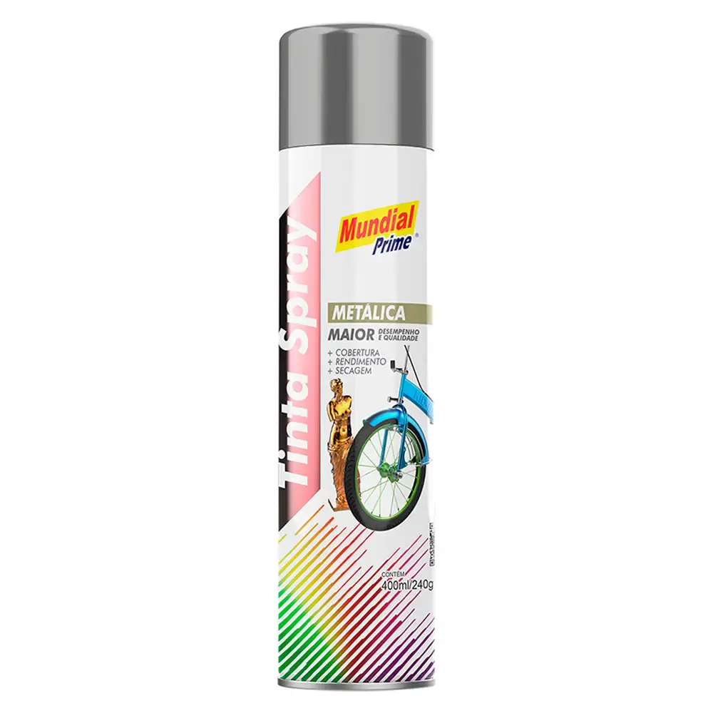 Tinta spray 400ML metálica alumínio AE01000099 mundial prime