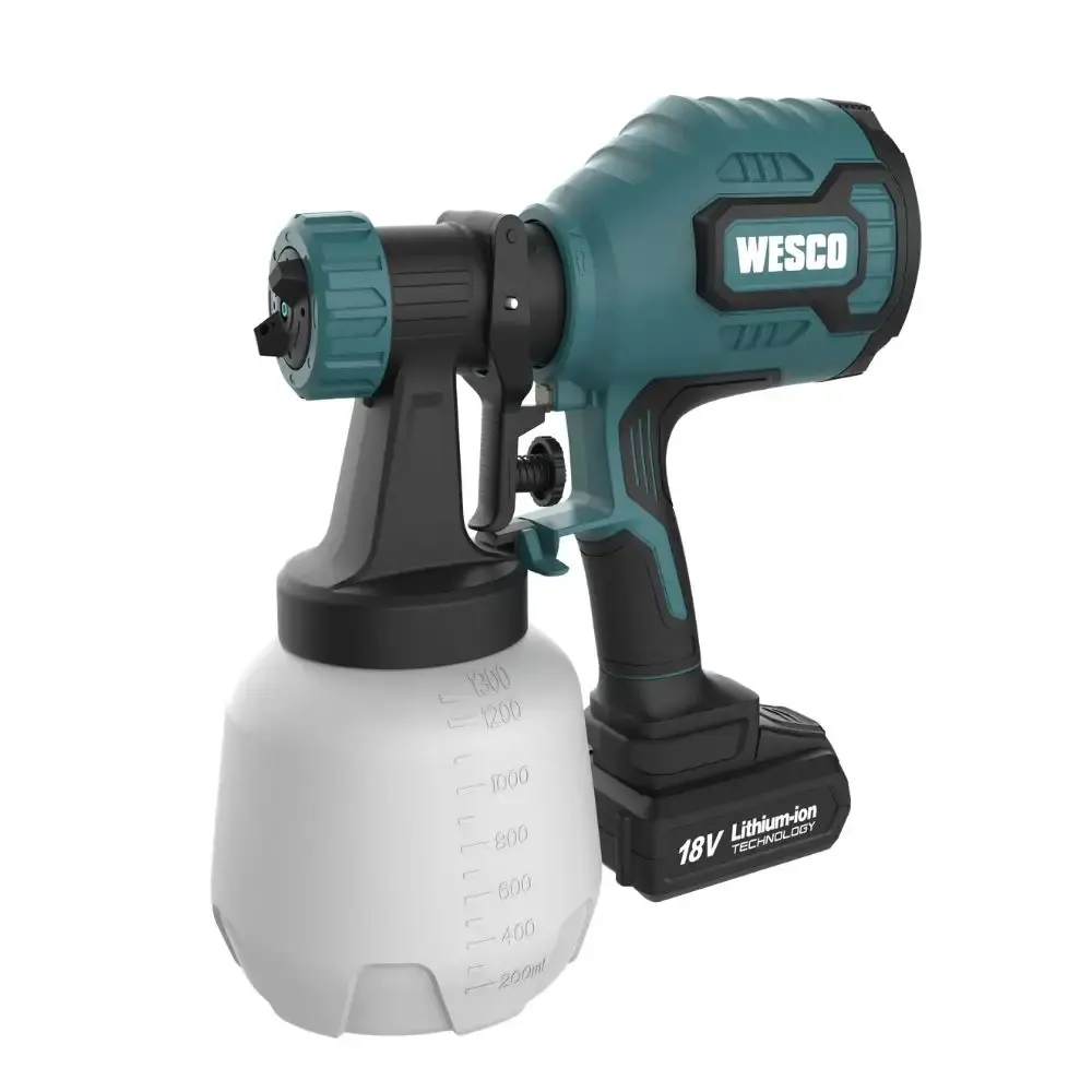 Pistola de pintura a bateria 18V com bateria WS9970 e carregador WS9969 Wesco — fotografia 4