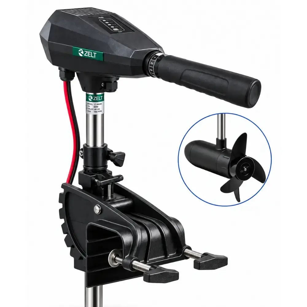 Motor elétrico de popa 12V 48LB para barco 504W digital haste ajustável Zelt — fotografia 7