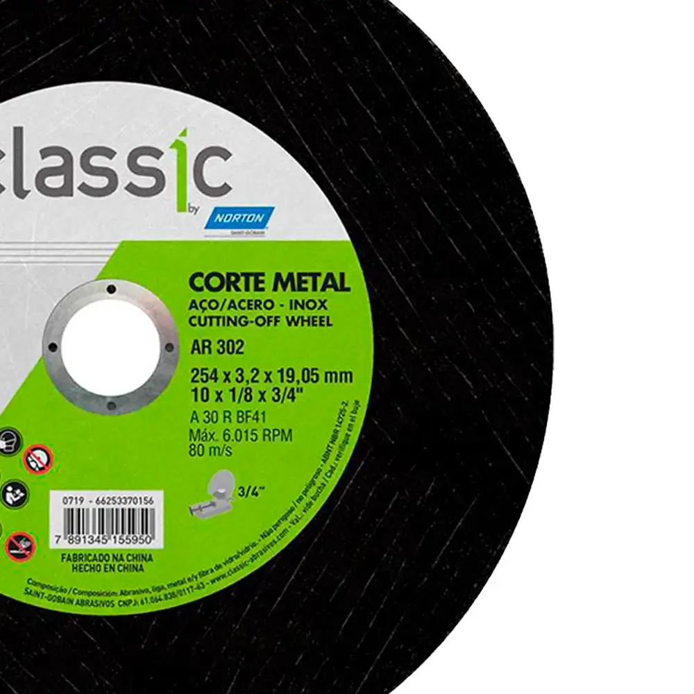 Disco de Corte 10" 2 telas Furo 3/4"maxi Classic 66253370156 NORTON — fotografia 3