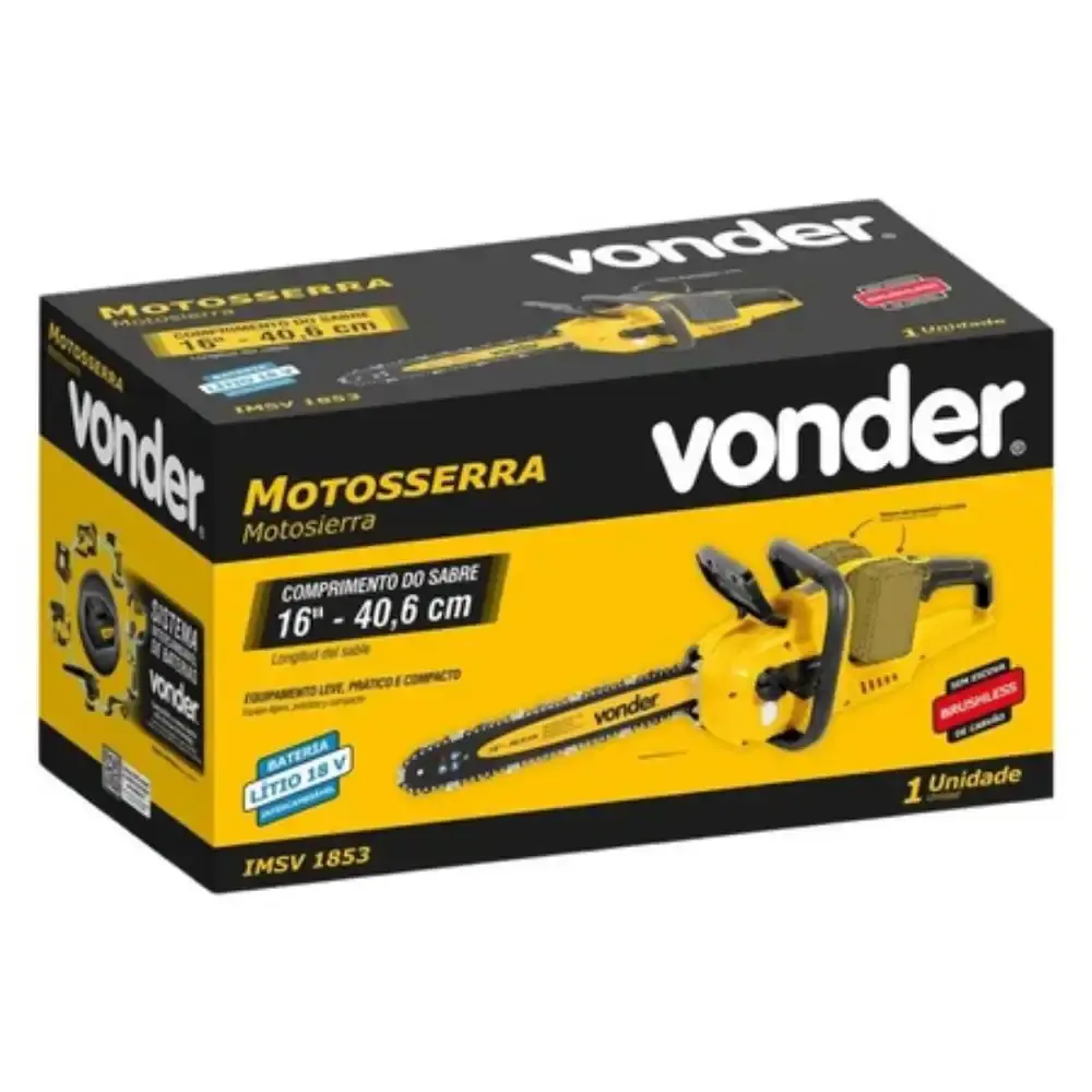 Motosserra à bateria 36V brushless com 2 baterias 18V 5AH e carregador duplo bivolt Vonder — fotografia 4