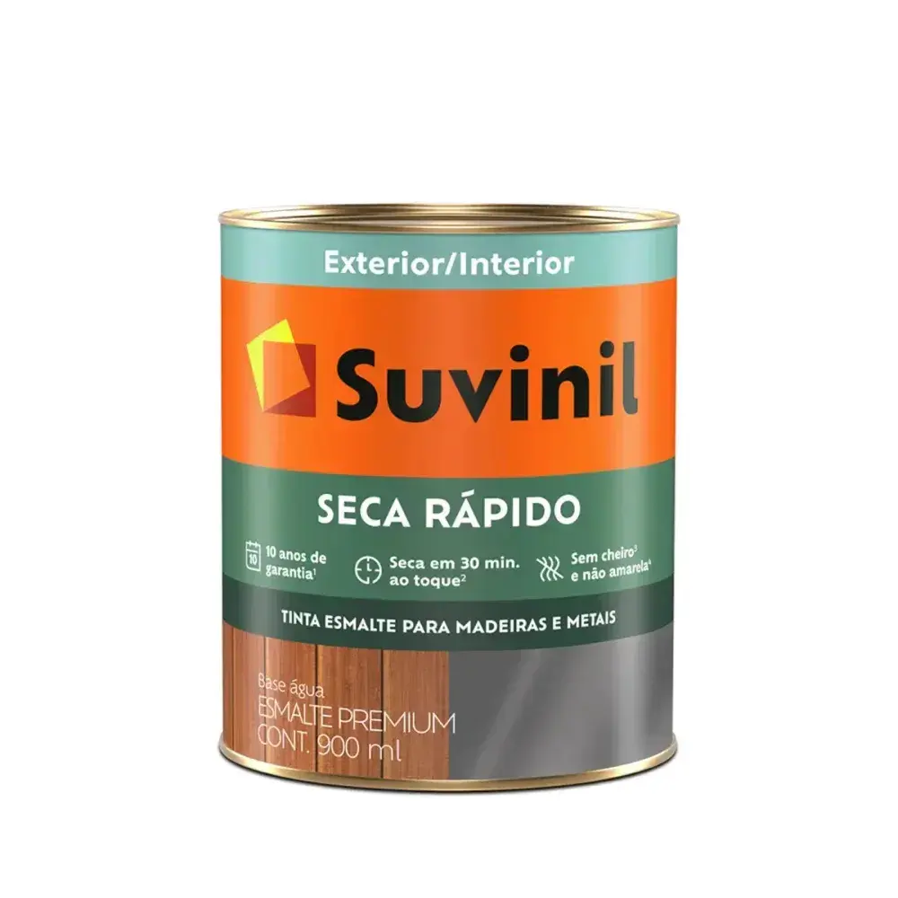 Tinta esmalte seca rápido brilhante branca 900ML Suvinil — fotografia 2