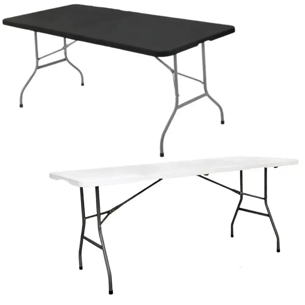 Mesa Dobrável Vira Maleta com Alça 180 × 70 CM Portátil até 150 KG ZELT Preto — fotografia 5