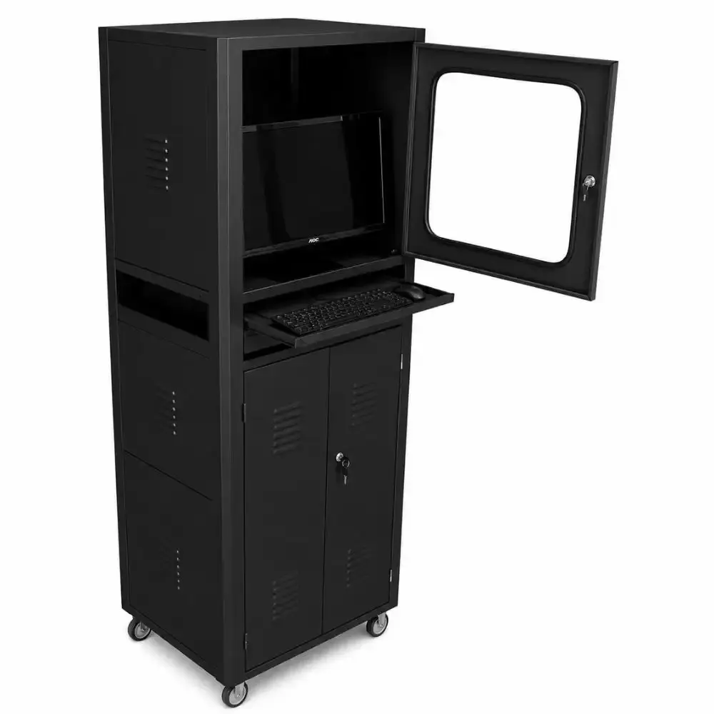 Rack fechado para computador R5 visor vidro temperado Fercar Azul — fotografia 7