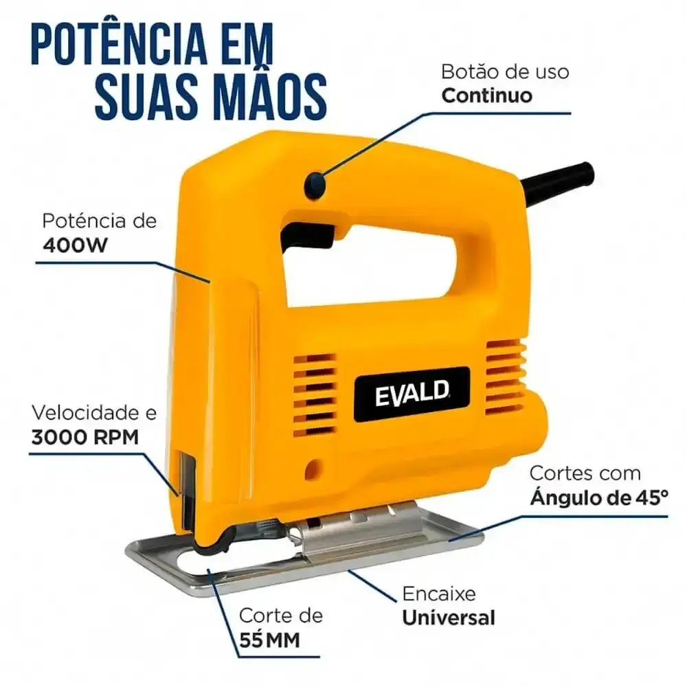 Serra tico-tico 500W STT127/220 com jogo de laminas para serras 14 peças Evald 110 V — fotografia 9