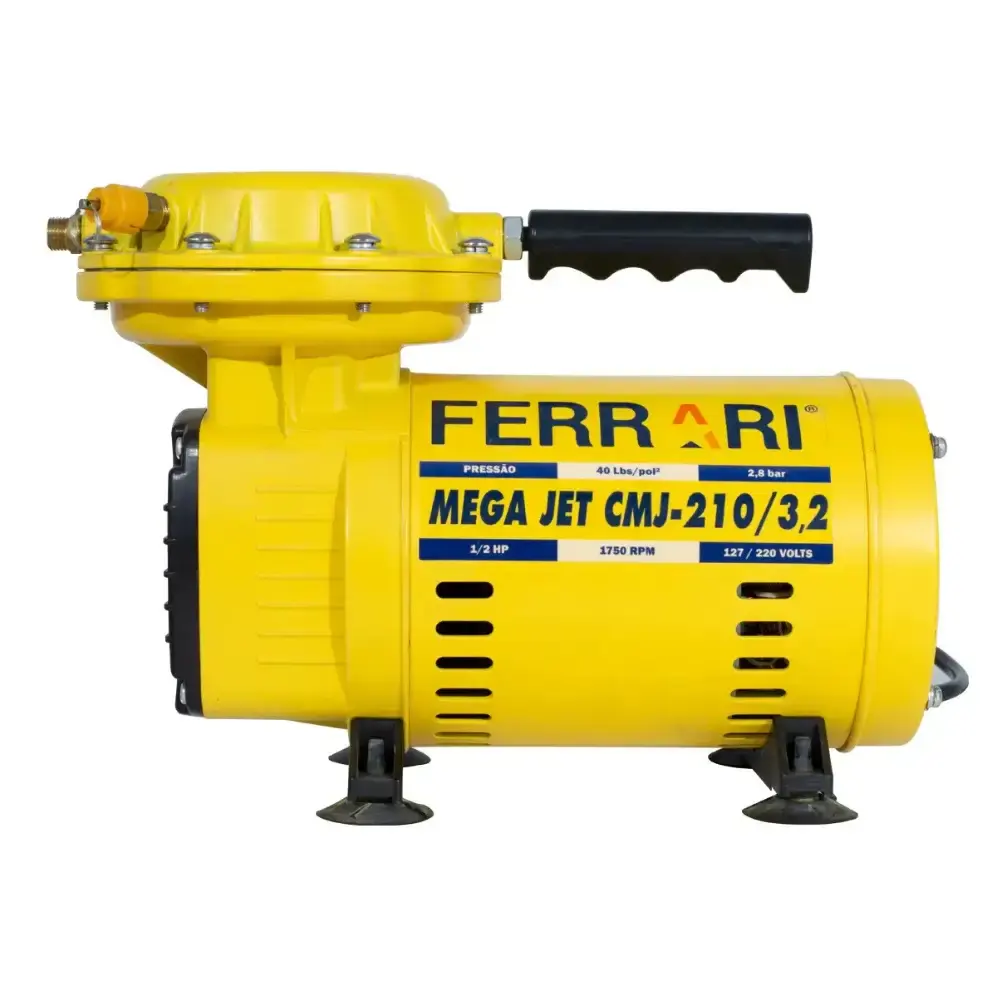 Compressor ar direto 1/2 HP mega JET CMJ-210/3.2 bivolt com kit Ferrari — fotografia 6